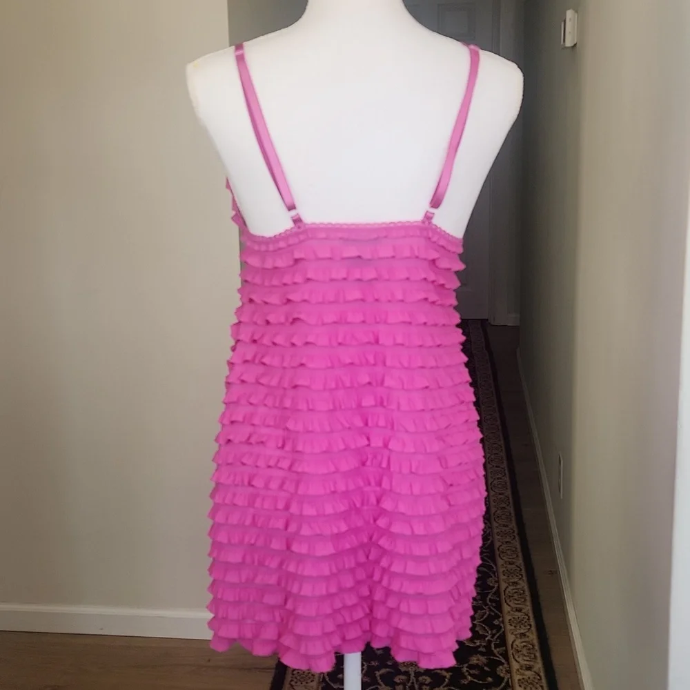 Bisou Bisou by Michele Bohbot Vintage Y2K Pink Ruffle Dress Slip M - Picture 6 of 14
